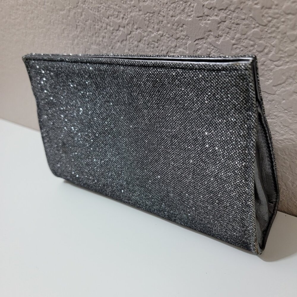 Lancôme Silver Glitter Cosmetic Clutch | Magnetic Closure | No Strap